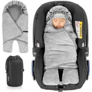 Zamboo Copertina Neonato Invernale con Piedini - Coperta Ovetto Neonato per Seggiolino Auto e Passeggino - Con Borsa - Grigio