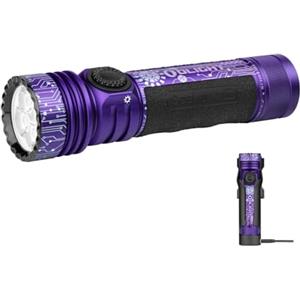 OLIGHT Seeker 4 Pro Torcia Ricaricabile Professionale Luce LED, Alta Potente 4600 Lumen, Impermeabile Due Modalità per Escursionismo, Campeggio Esterno e Uso (Luce bianca fredda, Viola)