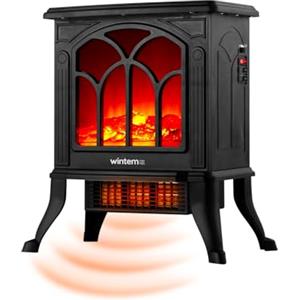MaisonRouge Persefone Caminetto Elettrico da Terra con Effetto fiamma e legna 750W / 1500W con controllo termostatico della temperatura e funzione di riscaldamento rapido