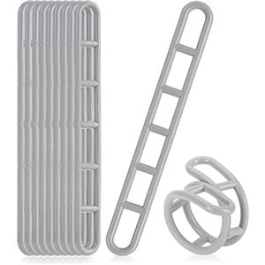 COM-FOUR® 10x elementi di tiraggio in plastica - scala per tenda da sole per tende da sole, baldacchini, teloni - da sole a parete ripida - Morsetto per tenda a 6 fori (10 pezzi - grigio)