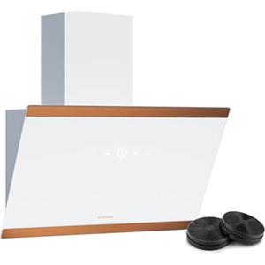 KLARSTEIN FlashLine 60 - Cappa da Cucina da 60 cm, Cappa Aspirante, Touchscreen, 524 m³/Ora, Efficienza Energetica A++, LED, Silenziosa: 34,5 Db, Bianco & Rame, Scarico & Ricircolo