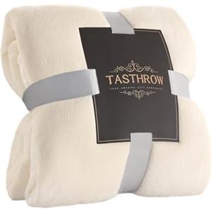 TASTHROW Coperta Vellutata in Pile, Morbida Coperta Plaid Divano Coperta Per Letto in Microfibra per Divano, Letto, Viaggi (Bianco crema, 130x180cm)