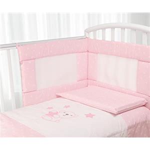 Babysanity- Set Paracolpi Lettino Alta Traspirabilità Piumino Copripiumino Sfoderabile Federa 100% Cotone Made in Italy (Piccole Stelle Rosa)