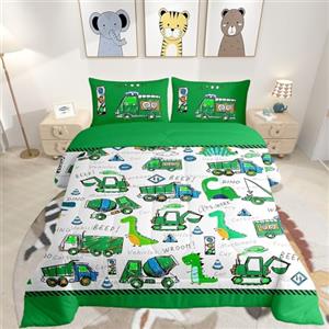 Loussiesd Bambini Costruzione Piumone Inserto/Trapunta Ragazzi Carino Cartoon Dinosauro Consolatore Per Il Bambino Camion Auto Biancheria Da Letto Set Macchinario 135x200cm Trapunta Set