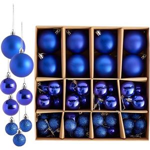 THE TWIDDLERS - Confezione da 50 Palline di Natale Blu - Varie Dimensioni e Finiture - 6cm, 4cm, 3cm - Opache, Lucide e Glitterate per Decorazioni dell'Albero di Natale