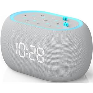 ANJANK Radiosveglia da Comodino con Altoparlante Bluetooth, Suono Stereo Hi-Fi, 7 Colori di Luce Notturna, Sveglia Digitale con 8 Suoni di Allarme, 0-100% Dimmer, Radio FM da Camera da Letto