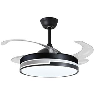 BEL AIR HOME - Ventilatore da Soffitto ROBIN - Motore DC Silenzioso - Luce LED 36W con 3 Temperature di Colore - Pale Scomparsa - Telecomando Incluso - Nero, Metallo