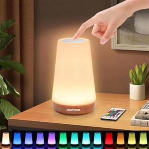 HOOMOOZ Lampada da Comodino, Luce Notturna LED senza Fili, Abat Jour con Touch Dimmerabile e Telecomando, 13 Colori RGB, 5 Luminosità, USB Ricaricabile, per Camera da Letto, Soggiorno, Bar, Ristorante