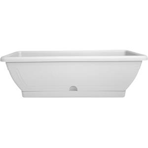 Sicignano Casalinghi Ingrosso Casalinghi Sicignano | Fioriera Balconetta Venezia con Sottocassetta e Raccoglitore per Acqua, Design Raffinato con Decorazioni Floreali - Balcone Terrazzo Giardino Esterno Interno (Bianco, 50 cm)