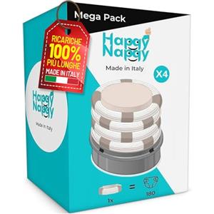 My Happy Nappy Ricariche -【Compatibili con Tommee Tippee Sangenic Tec, Simplee Sangenic e Twist & Click】- Super Ricariche X4 - Trattamento Anti-Odore EVOH Efficace a 7 Strati - Made in Italy