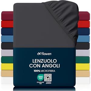 Flowen Lenzuola Matrimoniali con Angoli 150x190 cm Grigio Scuro in Microfibra per Letto con Materasso fino a 30cm Tessuto Anti-Acaro e Ipoallergenico di Alta Qualità Morbido e Lavabile in Lavatrice
