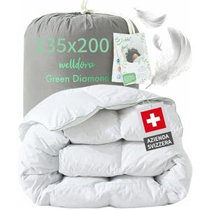 Welldora Comfort Piumone Letto Singolo 135x200 | Piumino tutto l'anno Caldo e morbido | 100% Piuma e Piumino Naturale | Anallergico, Certificato Oeko-Tex | Da usare con Copripiumino