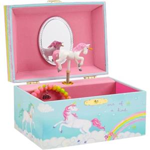 Jewelkeeper Portagioie per Bambina con Unicorno Roteante, Arcobaleno e Carillon Scatola Musicale con Accessori Unicorno Bambina per Conservare Gioielli - Melodia di Bel Sognatore