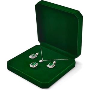 Oirlv Verde Scuro Velluto Multifunzione Scatola Per Collane Scatola Per Gioielli Per Catene Lunghe, Ciondoli