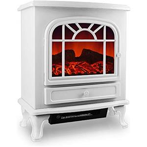 Monzana DEUBA® Camino Elettrico 2000W 60x28x50cm Termocamino Luce LED Effetto Fiamma Stufa Elettrica Caminetto finto a Corrente Stile Antico Bianco