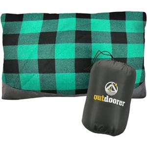 outdoorer Cuscino da campeggio, a quadretti blu, leggero, piccolo sacchetto da viaggio