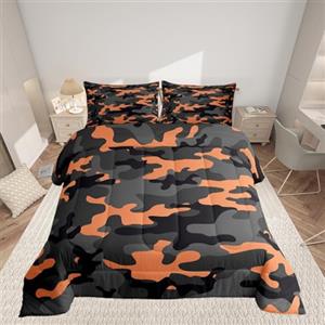 Loussiesd Set di biancheria da letto mimetica militare Camo Down Comforter Comforter arancione nero grigio trapunta set camera da letto 3 pezzi letto 200x200cm