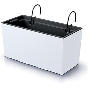 IMJ-Global Vaso per Fiori piante Rettangolare Urbi Case W Decorativo in Plastica Alto 20 cm da interno esterno 19x40 cm Rettangolare Bianco Design Moderno 12 Litri