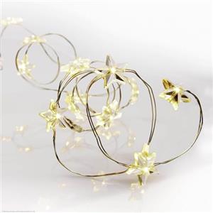 Hellum Catena luminosa a LED con 20 LED, luce bianca calda, 95 cm, lunghezza 30 cm, con cavo di alimentazione, timer, stelle, motivo natalizio, 3 batterie AA (non incluse) 525045