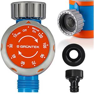 GRÜNTEK Centralina per irrigazione Timer Termporizzatore Meccanico Irrigatore Giardino Automatico da 15 fino a 120 minuti
