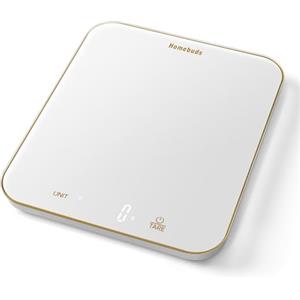 Homebuds 15kg Bilancia Cucina Digitale in 1g, Alta Precisione Assicurato da Bilancia da Cucina Professional Factory dal 2001, Cucina per cucinare e cuocere al forno, LED, 3*AAA, Bianco di Golden Line