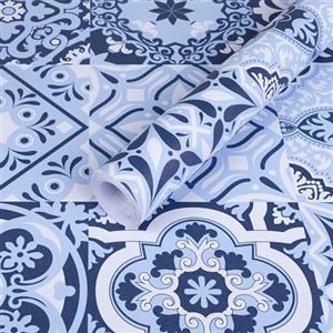 Hode Adesivi per Piastrelle Bagno 30x300cm, Mattonelle Adesive Cucina Blu e Bianco, Carta da Parati Adesiva Muro Mosaico Impermeabile