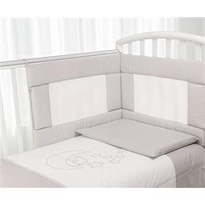 Babysanity- Set Paracolpi Lettino Alta Traspirabilità Piumino Copripiumino Sfoderabile Federa 100% Cotone Made in Italy (Luna Bianco Grigio)