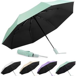 Aolso Chiusura Automatica Ombrello Pieghevole,Ombrello Compatto con 8 Nervature in Fibra di Vetro, Viaggio Ombrello Anti-Tempesta Rivestimento in Teflon 210T, UPF>50+ Ombrello da Sole/Pioggia (Verde)