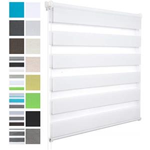 WOLTU Tenda a Rullo per interni Doppio Strato Giorno e Notte, Fissaggio a Morsetto Senza Foratura 45l x 150A cm Bianco, Tenda Traslucida e Oscurante per Finestra o Porta