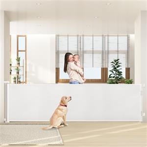HollyHOME Cancello retrattile per scale, 300 cm, extra largo, con una sola mano, cancelletto di sicurezza per bambini e animali domestici, per interni ed esterni, bianco
