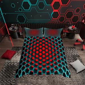Homemissing Set di biancheria da letto 3D a nido d'ape copripiumino tridimensionali a nido d'ape e biancheria da letto Stereoscopico realistico da letto e biancheria da letto 3 pezzi king