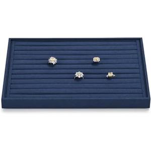 Oirlv Vassoio Blu In Microfibra Per Gioielli - Porta Orecchini, Anelli e Gioielli