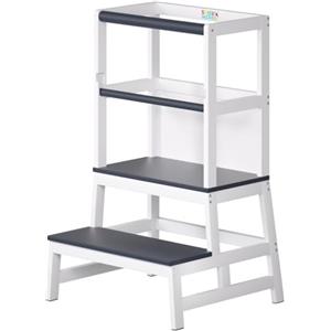 Spielwerk Torre Apprendimento per Bambini Scala Montessoriana con Lavagna Scaletta Montessori Sgabello da Cucina in Legno Torretta Didattica 50 x 51 x 93 cm a partire da 2 anni