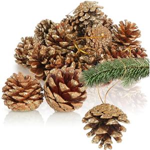 com-four® 25x ciondoli a forma di pigna in oro - pigne come decorazioni natalizie - decorazioni a cono da appendere - set per bricolage - decorazioni natalizie (25 coni - color oro)