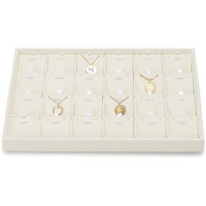 Oirlv Beige Microfibra 24 Griglia Ciondolo Orecchini Collana Organizzatore Display Case Gioielli Vassoio Di Stoccaggio
