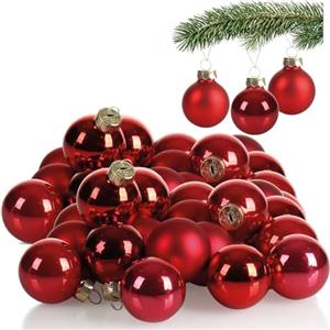 COM-FOUR® 40x Palline di Natale - decorazioni per l'albero di Natale - mini palline di vetro Ø 3 cm - Decorazione natalizia - piccole palline di Natale in vero vetro per Natale