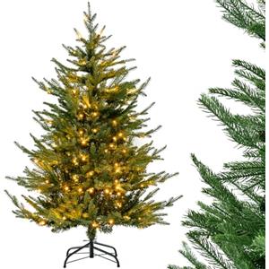 COSTWAY Albero di Natale 136/183/213 cm, Albero di Natale Artificiale Pre-Illuminato con 386/788/1130 Rami in PE e PVC, 180/280/380 Luci a LED Bianco Caldo e 8 Modalità di Illuminazione (136 cm)