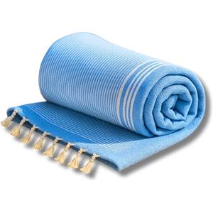 o-day Telo Mare Cotone Fouta 170x90 cm - Asciugamano Mare Cotone Leggero per Spiaggia, Lettino, Viaggio, Uomo Donna, Righe, Salvaspazio (Righe Azzurre)