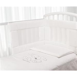 Babysanity- Set Paracolpi Lettino Alta Traspirabilità Piumino Copripiumino Sfoderabile Federa 100% Cotone Made in Italy (Orsetto Bianco)