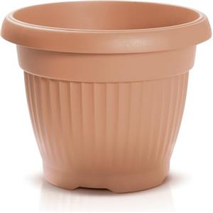 IMJ-Global Vaso per piante Fiori DCE25 TERRA Tondo Ø25cm da interno esterno Terracotta 5 Litri Ø25x19,5 cm design Classico Fioriera in plastica da balcone