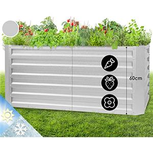 Blumfeldt Fioriera da Esterno, Orto Verticale Rialzato per Balcone e Giardino, Mini Orto Rialzato per Piantine, Giardino Verticale Impermeabile 432L, 120 x 60 x 60cm (Argento)