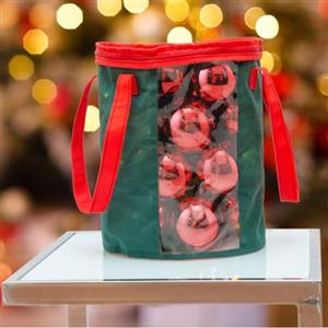 BAKAJI Borsa Scatola Portaoggetti per Ornamenti Decorazioni e Addobbi Natalizi, Contenitore Palline di Natale e Luci per Albero Natalizio, Portatutto con Maniglie per Trasporto e Finestra Trasparente