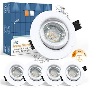 wowatt 5 × IP44 Faretti LED da Incasso per Cartongesso Bianco Dimmerabili 7W Lampada da Incasso Ultrasottili Luce Bianco Caldo 2800K Equivalente a Alogena 70W 700LM Luci da Soffitto Orientabili 230V