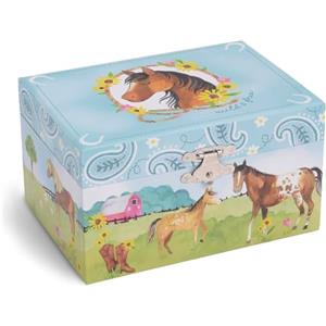 Jewelkeeper - Portagioie Musicale per Bambine con Cavallo Danzante, Design a Stalla e Melodia Home on the Range - Carillon con Spazio per Gioielli e Ricordi