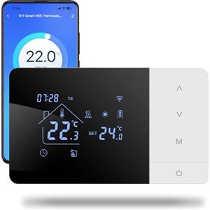 BEOK CONTROLS Termostato Wi-Fi a batteria con 2 fili, controllare per la caldaia a gas, termostato Tuya programmabile giornalmente, compatibile con controllo vocale di Google e Alexa.W506 3A