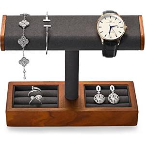 Oirlv Multifunzionale In Legno Massello T-Bar Portagioie Per Organizer Anello Gioielli Orologio Bracciale Collana