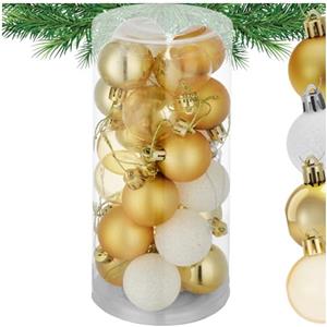 tectake® Set 24 Palline di Natale, 4 cm, Decorazioni Natalizie, Addobbi Natalizi, Palle di Natale Resistenti, Opache, Lucide e Glitterate, Addobbi Albero - 24 pz - Rosso