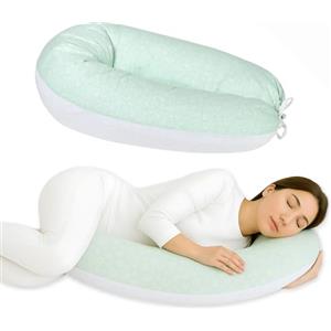 baby idea - Babysanity Cuscino Gravidanza per Dormire e Allattamento - Supporto per Neonato - Forma Ergonomica XXL - Federa Sfoderabile e Lavabile 100% Cotone - Made in Italy (Circus Verde)