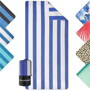 Zenacross - Telo Mare Microfibra - Asciugatura Rapida e Anti-Sabbia - Légère, fine et séchant rapidement - Asciugamano Grande Telo Mare XXL 90x180 cm - Bianco e blu
