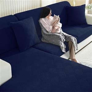 YSTELLAA Copriseduta Divano Elasticizzato, Copri Seduta Divano Antiscivolo, Universale Copridivano Cuscini Separati, Sofa Seat Cover Lavabili(1 Posto, Blu)